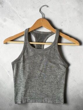 Lululemon Seamless Racerback Run Gym Athletic Crop Tank Top Heather Women Gray 2